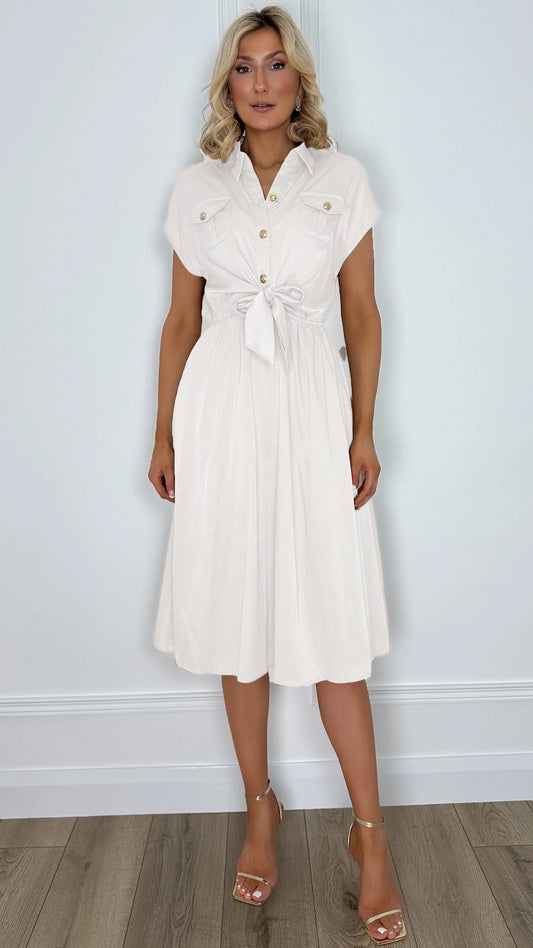 Linda Shirt Dress - White