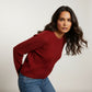 Rob Long Sleeved Pattern Knit Top - Red