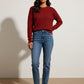 Rob Long Sleeved Pattern Knit Top - Red