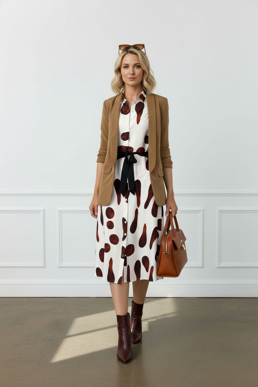 Jane Ruched Sleeve Blazer - Light Brown