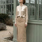 Amelie Maxi Faux Leather Skirt with Button Details - Taupe