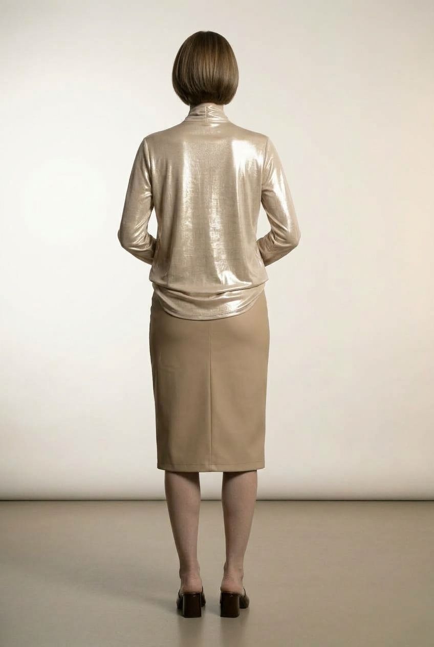 Amelie Maxi Faux Leather Skirt with Button Details - Taupe
