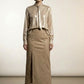 Amelie Maxi Faux Leather Skirt with Button Details - Taupe