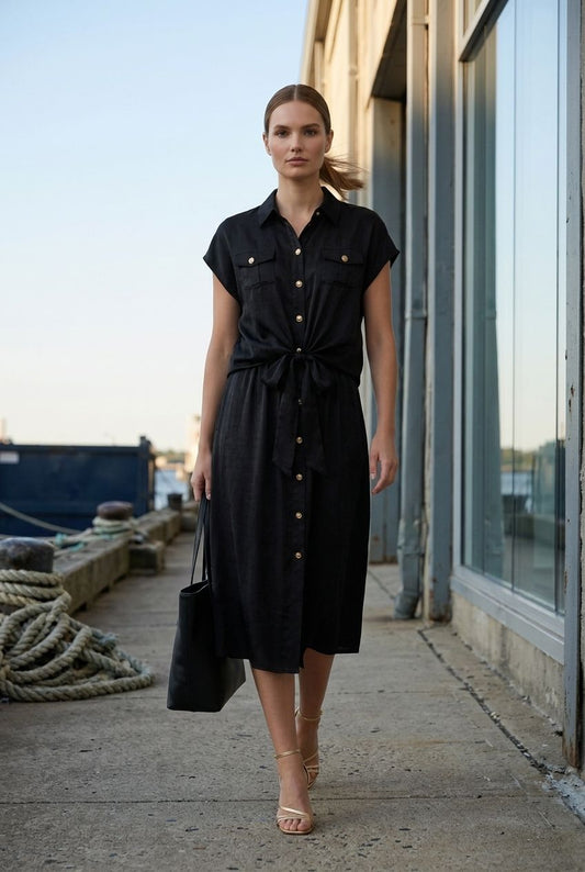 Linda Shirt Dress - Black