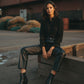 Sarah Button Down Blouse with Broderie Detail - Black