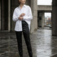 Davina Faux Leather Croc Trousers - Black