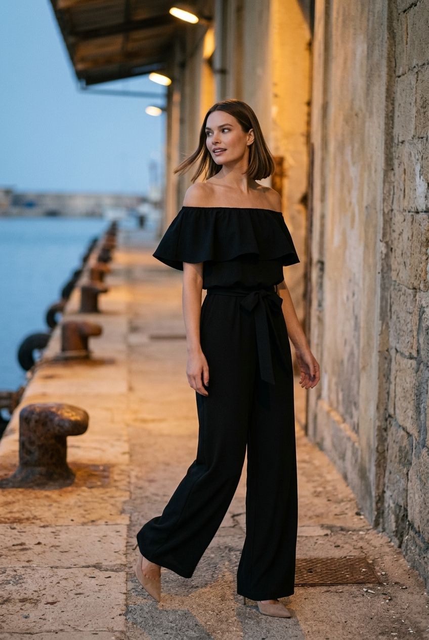 Breda Off The Shoulder Jumpsuit - Black