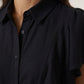 Ruffle Short Sleeve Shirt Dress - Black