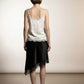 Aisling asymmetric Satin Skirt with Lace - Black