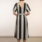 Vivian Striped Midi Dress - Black and White