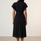Ruffle Short Sleeve Shirt Dress - Black