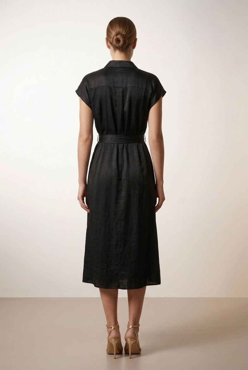 Linda Shirt Dress - Black