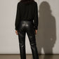 Sarah Button Down Blouse with Broderie Detail - Black