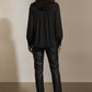 Sophia Satin Bowknot Shirt - Black