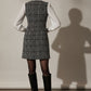 Emily Bowknot Check Mini Dress - White