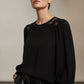 Leona Blouse with Embroidered Details - Black