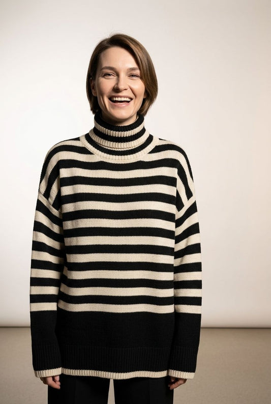 Kelly Striped Jumper with High Neck