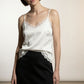 Aisling asymmetric Satin Skirt with Lace - Black
