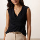 Bia Front Drape Printed Top - Black