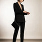 Lizzie Single Button Blazer with Lace - Black