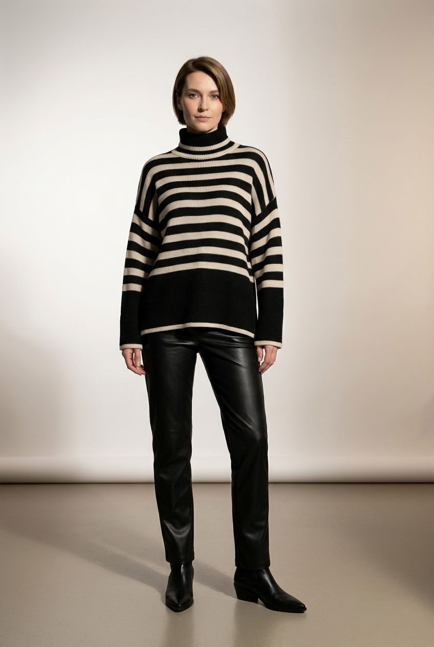 Kelly Striped Jumper with High Neck