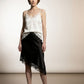 Aisling asymmetric Satin Skirt with Lace - Black