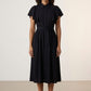 Ruffle Short Sleeve Shirt Dress - Black
