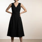 Buttoned Midi Dress with Belt - Black