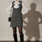 Emily Bowknot Check Mini Dress - White