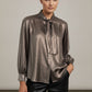 Lorna Bowknot Metallic Shirt - Bronze