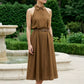 Breda Button Down Belted Dress - Brown