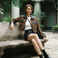 Bridget Bomber Jacket with Animal Print and Faux Leather Details