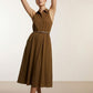 Breda Button Down Belted Dress - Brown