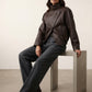 Rhonda Oversized Faux Leather Jacket - Brown