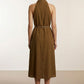Breda Button Down Belted Dress - Brown