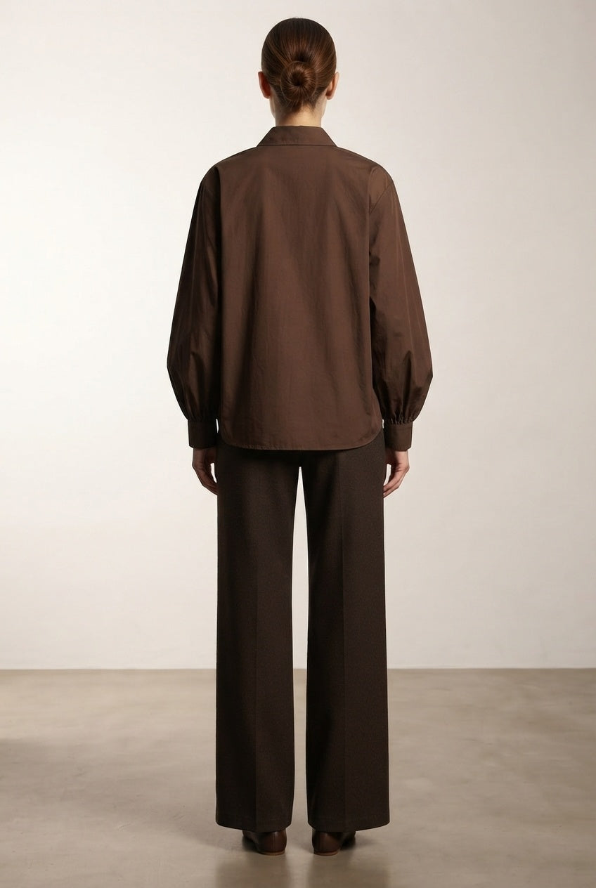 Teresa Flare Trousers with Front Pockets - Brown
