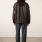 Rhonda Oversized Faux Leather Jacket - Brown