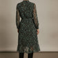 Amelia Printed High Neck Dress - Brown and Teal
