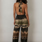 Bella Halter Neck Shimmer Jumpsuit with Open Back - Multicolour
