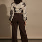 Sofia Printed wrap Blouse - Beige and Brown