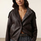 Rhonda Oversized Faux Leather Jacket - Brown