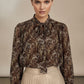 Suzanne Printed Bowknot Shirt - Brown
