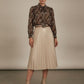 Suzanne Printed Bowknot Shirt - Brown