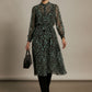 Amelia Printed High Neck Dress - Brown and Teal