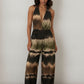 Bella Halter Neck Shimmer Jumpsuit with Open Back - Multicolour