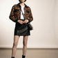 Bridget Bomber Jacket with Animal Print and Faux Leather Details