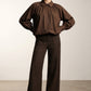 Teresa Flare Trousers with Front Pockets - Brown