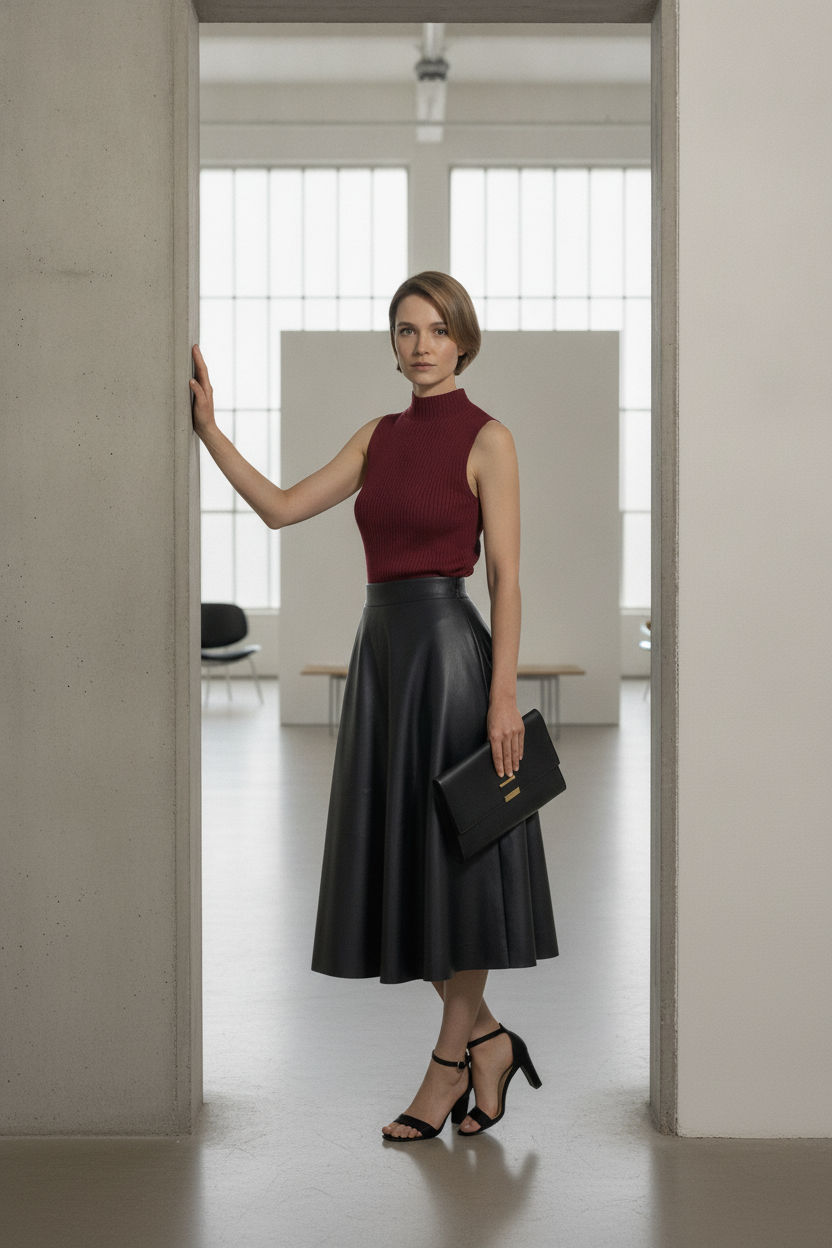 Camille Maxi Leather Skirt - Black