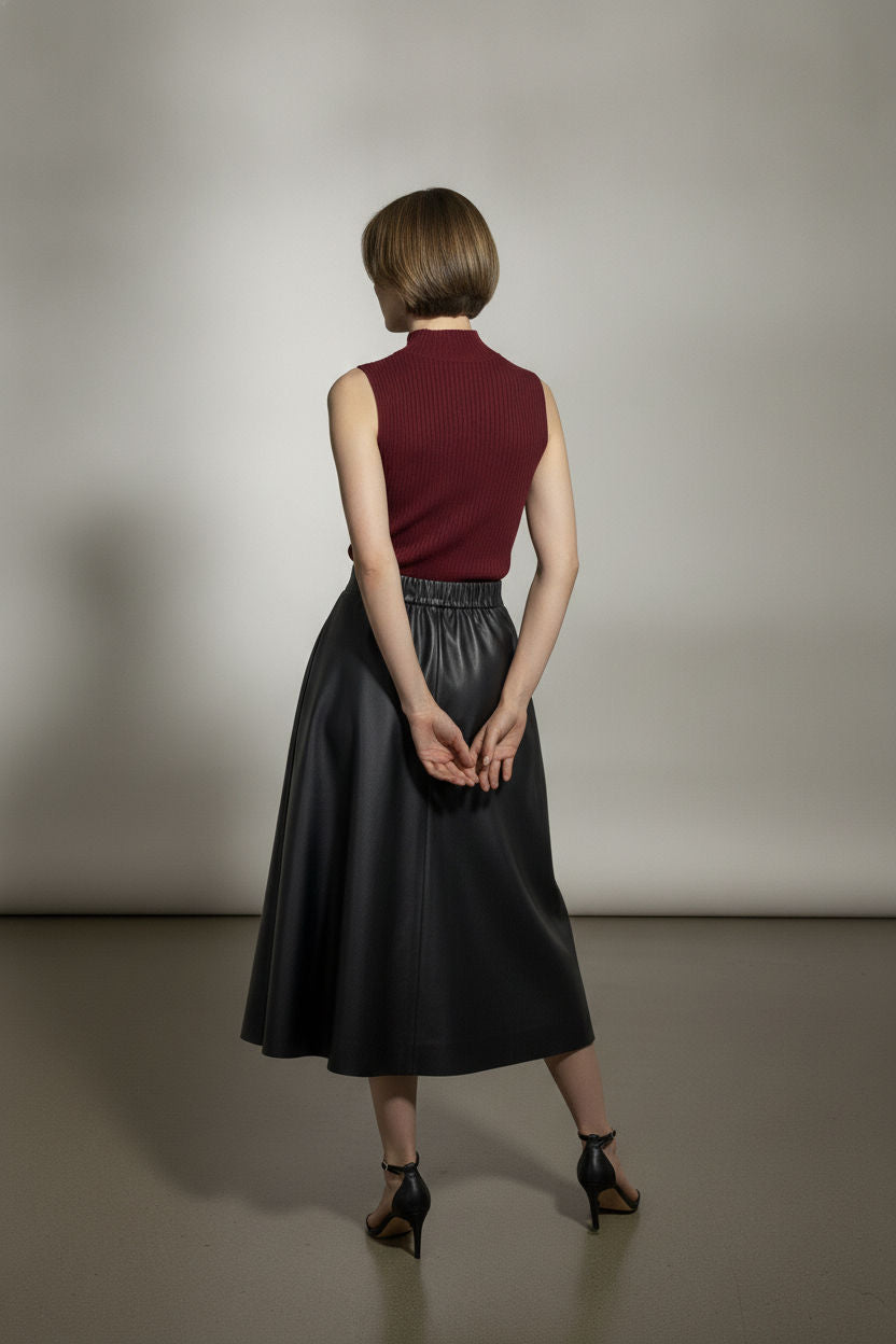Camille Maxi Leather Skirt - Black