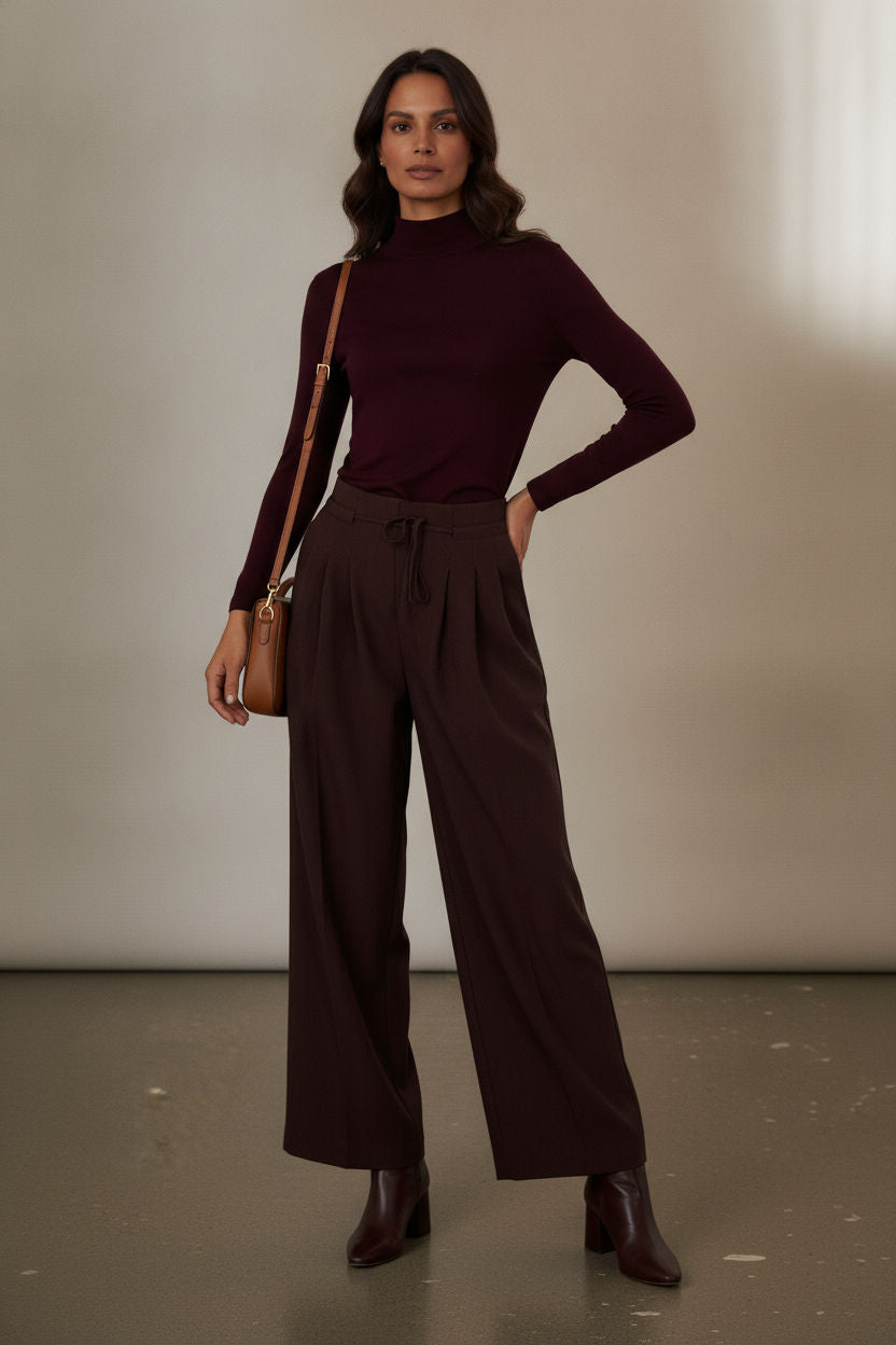 Zoe Polo Neck Top - Plum